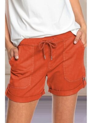 Casual Comfort Plain Elastic Waist Short Shorts - Image 6