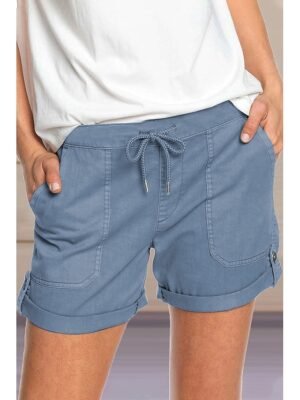 Casual Comfort Plain Elastic Waist Short Shorts - Image 7