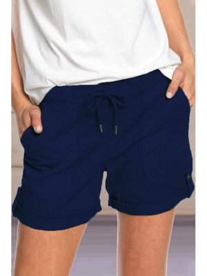 Casual Comfort Plain Elastic Waist Short Shorts - Image 8