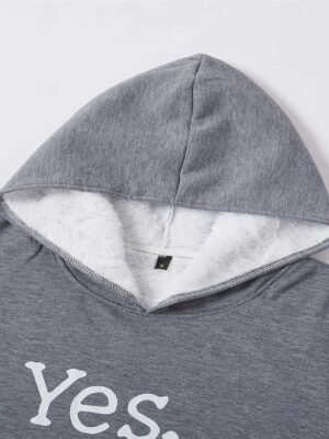 Casual Cozy Phrase Print Hooded Long Sleeve Loungewear Set - Image 13