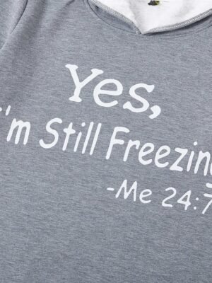 Casual Cozy Phrase Print Hooded Long Sleeve Loungewear Set - Image 14