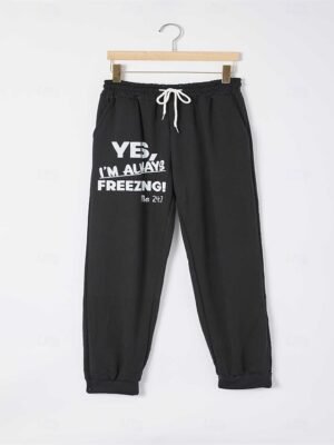 Casual Cozy Phrase Print Hoodie Long Sleeve Two Piece Loungewear Set - Image 13