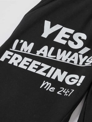 Casual Cozy Phrase Print Hoodie Long Sleeve Two Piece Loungewear Set - Image 19