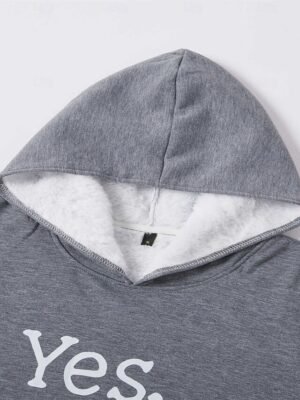 Casual Cozy Phrase Print Hoodie Long Sleeve Two Piece Loungewear Set - Image 6