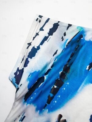Casual Flowy Tie-Dye V-Neck Short Sleeve Maxi Dress - Image 2