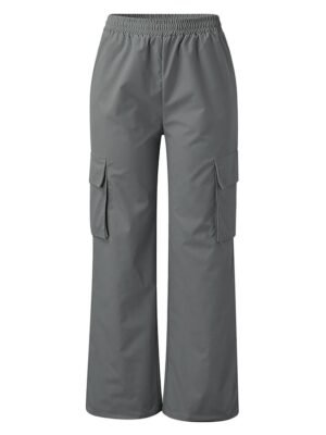 Casual Full Length Plain High Waist Cargo Pants - Image 12