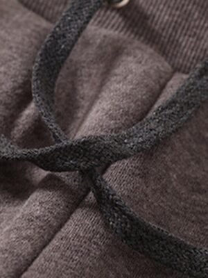 Casual Full Length Plain High Waist Fleece Trousers - Image 11