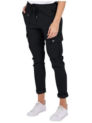 Casual Full Length Plain Mid Waist Cargo Trousers - Image 2