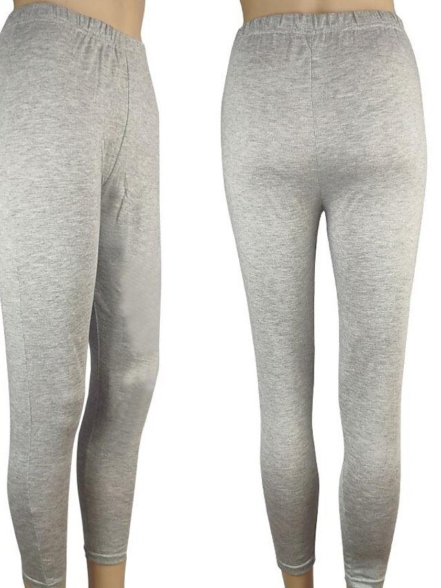 Casual Full Length Plain Mid Waist Leggings - Image 10