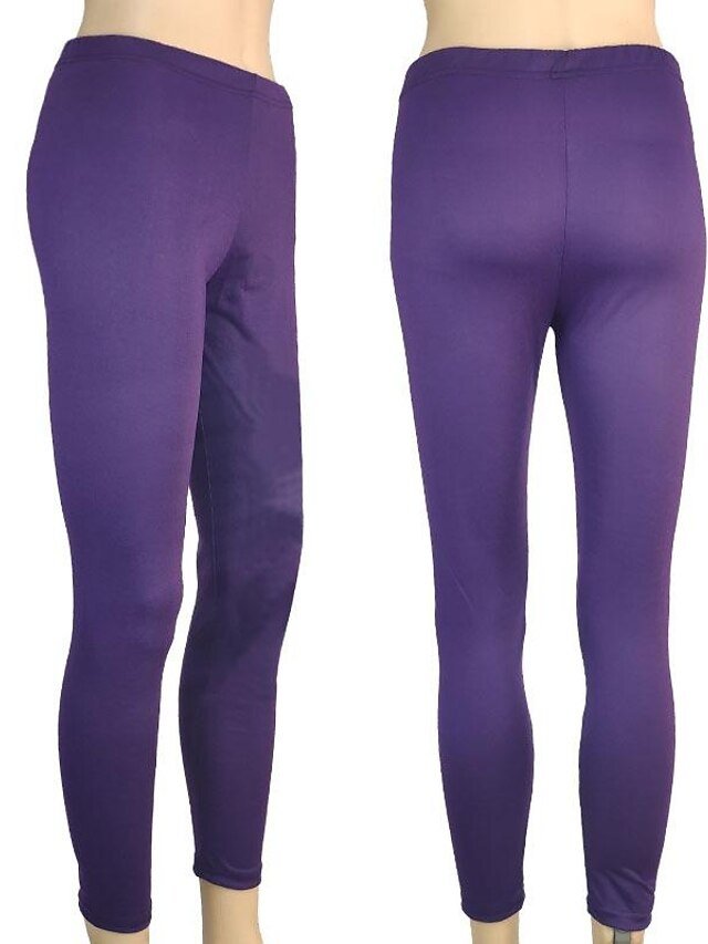 Casual Full Length Plain Mid Waist Leggings - Image 12