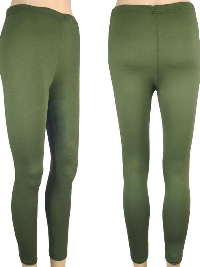 Casual Full Length Plain Mid Waist Leggings - Image 14