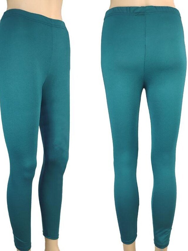 Casual Full Length Plain Mid Waist Leggings - Image 4