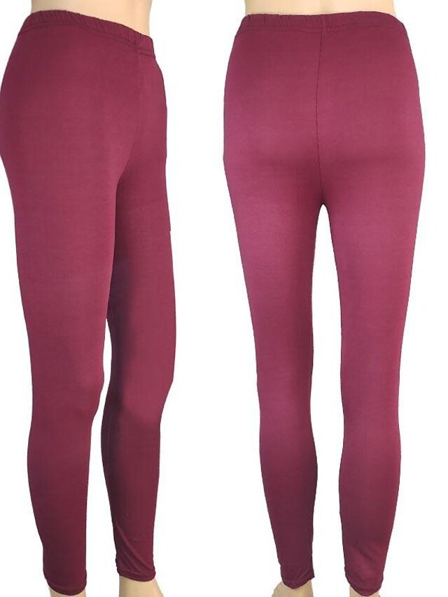 Casual Full Length Plain Mid Waist Leggings - Image 5