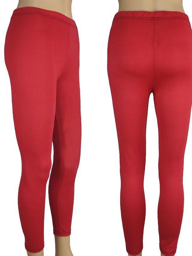 Casual Full Length Plain Mid Waist Leggings - Image 6