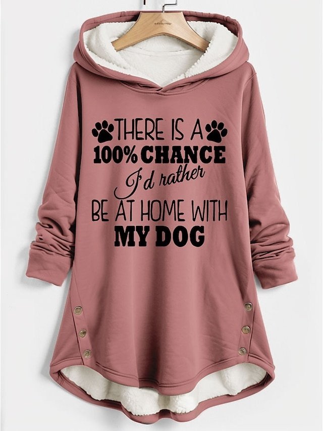 Casual Fuzzy Letter Print Button Long Sleeve Hoodie - Image 2