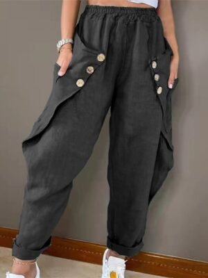 Casual High Waist Cargo Full Length Harem Pants - Image 2