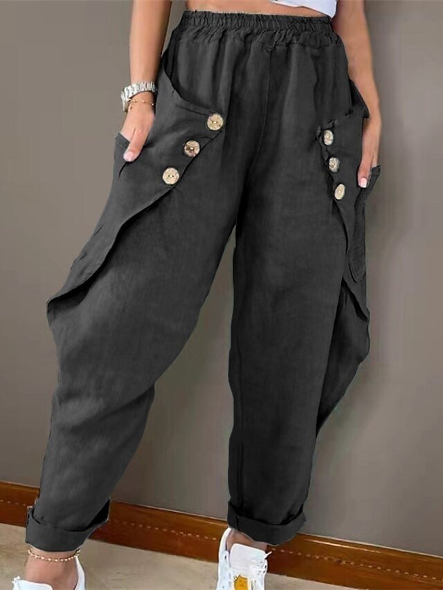 Casual High Waist Cargo Full Length Harem Pants - Image 2