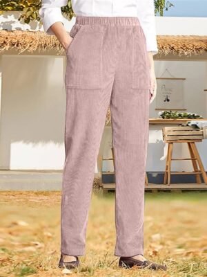 Casual High Waist Corduroy Full Length Chinos - Image 11