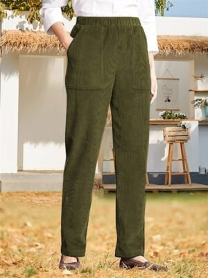 Casual High Waist Corduroy Full Length Chinos - Image 7