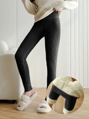 Casual High Waisted Thermal Fleece Lined Sweatpants - Image 3