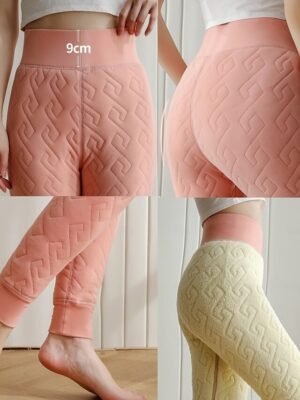Casual High Waisted Thermal Fleece Lined Sweatpants - Image 4