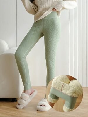 Casual High Waisted Thermal Fleece Lined Sweatpants - Image 8