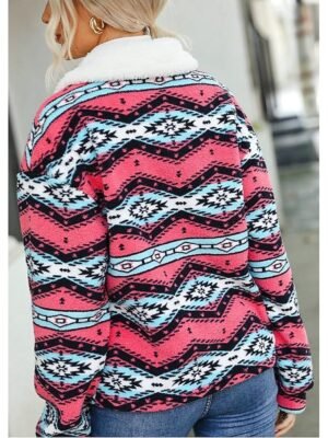 Casual Long Sleeve Crew Neck Pink Tunic Shrug - Image 2