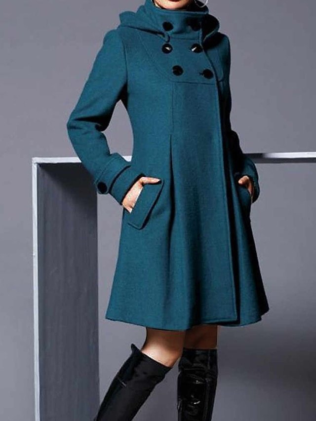 Casual Long Sleeve Solid Stand Collar Winter Coat - Image 1