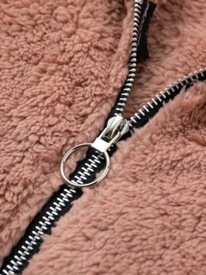 Casual Loose Animal V Wire Long Sleeve Regular Teddy Coat - Image 4
