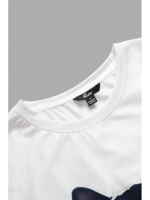 Casual Loose Cat 3D Print Round Neck Short Sleeve Novelty Tee - Image 6