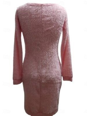 Casual Loose Colour Block Crew Neck Long Sleeve Mini Dress - Image 2