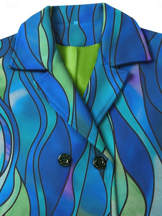 Casual Loose Colour Block Turndown Long Sleeve Cloak - Image 2