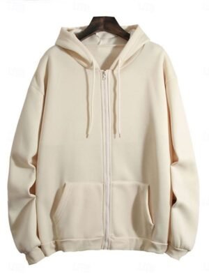 Casual Loose Dailywear Zip Up Long Sleeve Hoodie - Image 3