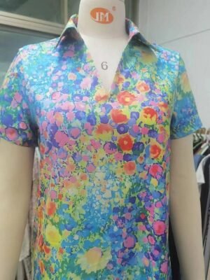 Casual Loose Ditsy Floral Lapel Short Sleeve Maxi Dress - Image 7