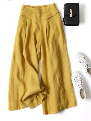Casual Loose Fit Classic Wide Leg Full Length Trousers - Image 10