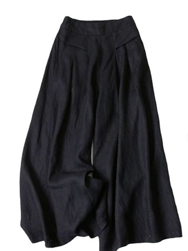 Casual Loose Fit Classic Wide Leg Full Length Trousers - Image 2