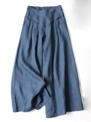 Casual Loose Fit Classic Wide Leg Full Length Trousers - Image 3