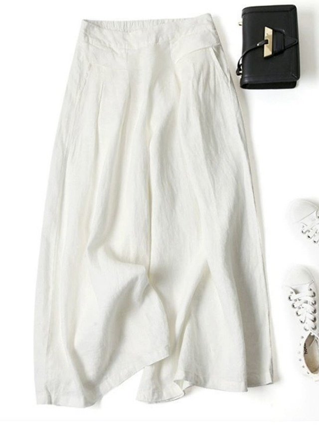 Casual Loose Fit Classic Wide Leg Full Length Trousers - Image 5