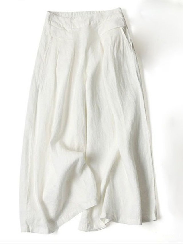 Casual Loose Fit Classic Wide Leg Full Length Trousers - Image 6