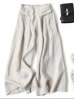 Casual Loose Fit Classic Wide Leg Full Length Trousers - Image 7