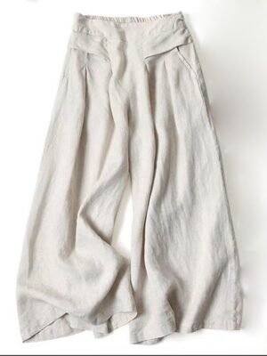 Casual Loose Fit Classic Wide Leg Full Length Trousers - Image 8