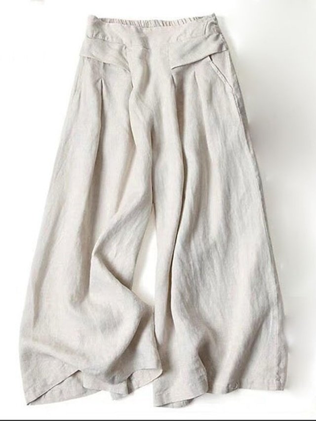 Casual Loose Fit Classic Wide Leg Full Length Trousers - Image 8