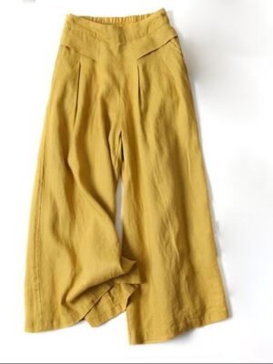 Casual Loose Fit Classic Wide Leg Full Length Trousers - Image 9