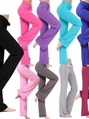 Casual Loose Fit Flare Leg Drawstring Yoga Pants - Image 1