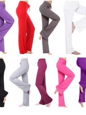 Casual Loose Fit Flare Leg Drawstring Yoga Pants - Image 10