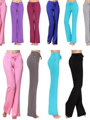 Casual Loose Fit Flare Leg Drawstring Yoga Pants - Image 11