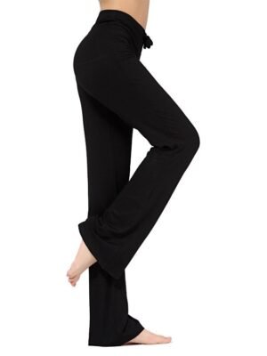 Casual Loose Fit Flare Leg Drawstring Yoga Pants - Image 2