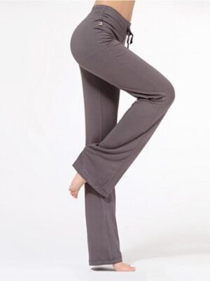 Casual Loose Fit Flare Leg Drawstring Yoga Pants - Image 5