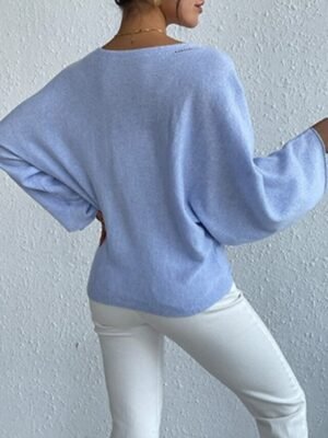 Casual Loose Floral Crew Neck Long Sleeve Long Sweater - Image 3