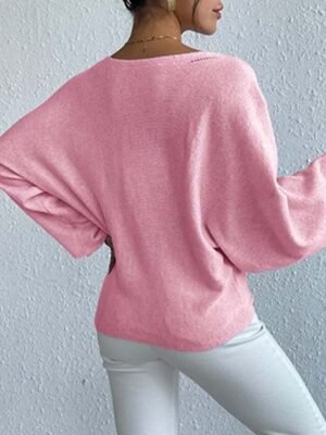 Casual Loose Floral Crew Neck Long Sleeve Long Sweater - Image 6